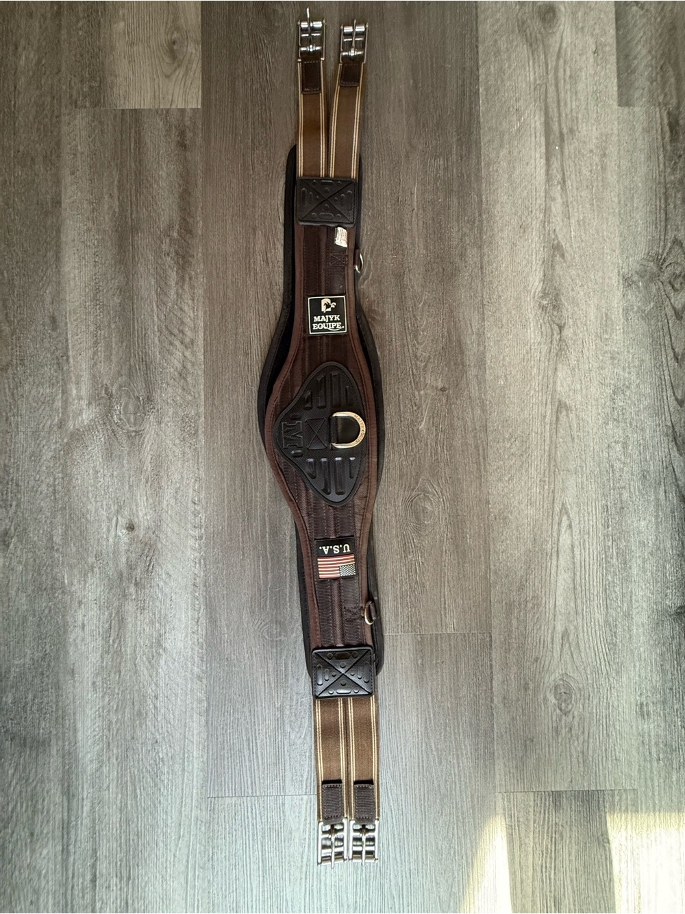 Majyk Equipe Brown Girth with USA Badge